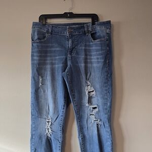 Maurices Light Blue Distressed Skinny Jeans